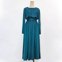 MANNI Maßgeschneidertes Maxikleid Elegantes Satin-Plissee-Kleid mit O-Ausschnitt und Langen Ärmeln Formelles Abendkleid Dezente Vintage-Mode Großhandel OEM/ODM