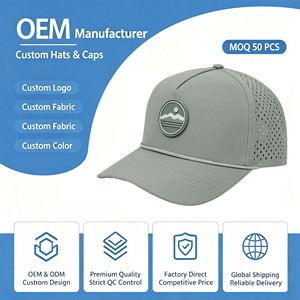 Premium 5-Panel Common Quick Dry Perforated Sport Cap Lightweight Laser Cut Breathable <b>Flat</b> Bill Snapback Baseball Trucker <b>Hat</b> - Product Image 1