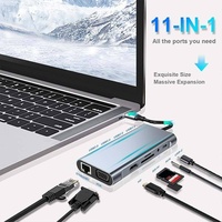 Adaptador Multipuerto USB C Multifunción 11 en 1, Hd tv 4K 30Hz, 4 Puertos USB 3.0, Hub 3.5MM AUX, Estación de Acoplamiento de 11 Puertos para Laptop, Divisor