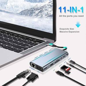 Adaptateur multiport USB C multifonction 11 en 1, hub HD TV 4K 30Hz, 4 ports USB 3.0, hub 3.5 mm AUX, station d'accueil 11 ports pour ordinateur portable, séparateur - Product Image 3