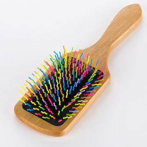 Peigne à coussin d'air arc-en-ciel, grand peigne en bois pour massage et coiffage des cheveux, antistatique - Product Image 3