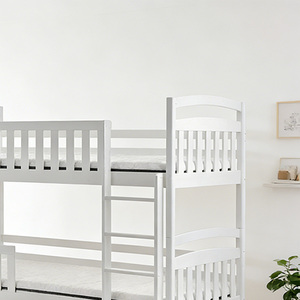 Lit superposé triple en bois blanc moderne pour adolescents avec rangement pour enfants et auberges de jeunesse - Product Image 3