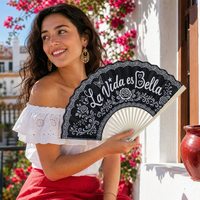 Éventail pliant personnalisé imprimé pour fête, en tissu chinois vierge, pour transfert thermique et sublimation