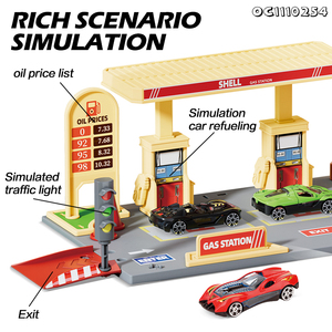 Tự làm cảnh nhà để xe đóng gói rất nhiều xe mô phỏng trạm xăng đồ chơi đặt trẻ em chơi - Product Image 4
