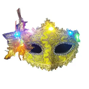 圣诞化妆球公主面具酒吧发光珠带花面具男女成人儿童派对装饰眼罩