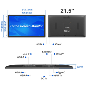 Monitor Touch Screen da 21,5 Pollici, Display LCD Interattivo Capacitivo, Montaggio a Parete VESA 100mm, Monitor <span class=keywords><strong>Touchscreen</strong></span> Full HD, Panel <span class=keywords><strong>PC</strong></span> - Product Image 4