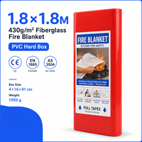 Manta Ignífuga de 1.8*1.8m, 430gsm, Fibra de Vidrio, Caja Rígida de PVC Roja, para Programas de Seguridad contra Incendios en Restaurantes, Paquete al por Mayor