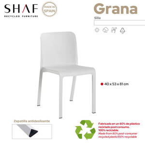 Set di 6 Sedie da Giardino Grana Impilabili, Resistenti e Confortevoli, in Plastica Riciclata per Spazi Esterni - Product Image 6