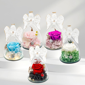 Eternal Flower Rose little angel Glass Cover Decoration <b>Gift</b> <b>Box</b> Valentine's Day Christmas <b>Gift</b> Finished Home Decoration - Product Image 2