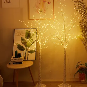 6英尺白桦树圣诞节日派对装饰品插入室内室外使用