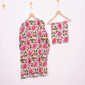 Ensemble de pyjama imprimé floral d'excellente qualité - Vêtements de nuit en coton artisanal, vêtements de nuit et de détente bohèmes pour femmes, cadeau d'été - Product Image 3