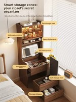 Meuble de maquillage avec miroir LED, coiffeuse haute avec rangements, meuble RTA, fournisseur en gros de meubles d'ingénierie