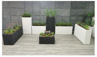 Grand pot de plantes rectangulaire en PRF, grande boîte à fleurs en fibre de verre, pots de jardin extérieurs en fibre d'argile et de ciment pour plantes