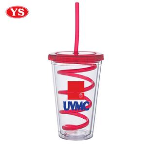 डबल दीवार 16oz. प्लास्टिक घुंघराले पुआल गिलास - Product Image 6