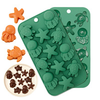 Moule en silicone alimentaire à 12 cavités pour chocolat, tortue de mer, pieuvre, étoile de mer, bonbons, gelée, glaçons, outils de pâtisserie et de décoration de gâteaux