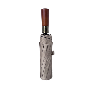 <span class=keywords><strong>Parapluie</strong></span> Double Pliant Semi-Automatique New Business pour Hommes Couleur Unie avec Manche en Bois Bronze Clair <span class=keywords><strong>Parapluie</strong></span> de Golf Renforcé - Product Image 1