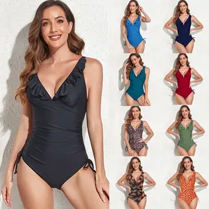 2024 Summer Swimsuit Padded Halter Swimwear Women One Piece Bikini Thong Monokini Beach Bikini