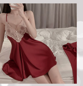 Camisones de Satén de Buena Calidad para Mujer, Lencería Sexy con Encaje en Forma de V, para Usar Bajo Vestidos - Product Image 3