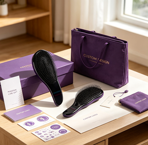 Brosse démêlante personnalisée avec logo, peigne lissant pour cheveux bouclés et perruques, usage professionnel en salon, cadeaux promotionnels d'affaires - Product Image 3