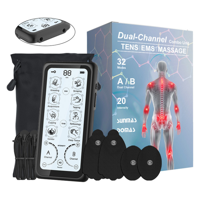 Large Screen Portable TENS Unit Muscle Stimulator for Pain Relief Therapy Dual Channel 32Modes TENS&EMS Machine Massager