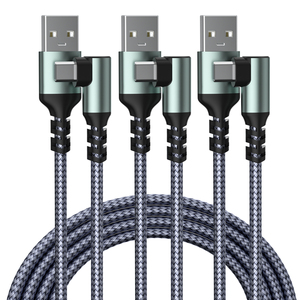 Mô hình mới nylon bện 3A 90 độ góc bên phải khuỷu tay cho Iphone cáp USB 3.3ft - Product Image 1