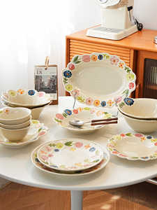 High Quality Good Price Europe/North America Floral Style Stoneware Dinnerware <b>Sets</b> for <b>Restaurant</b> Use Dishwasher Safe - Product Image 1