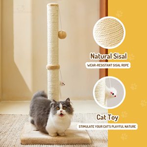 Grand poteau à gratter en bois avec boule suspendue pour usage intérieur, en sisal, corde incluse - Product Image 4