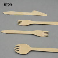 Couteau à steak jetable en bois de bouleau naturel compostable de haute qualité pour la restauration et les plats à emporter, 165 mm