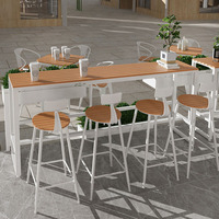 Ensemble de mobilier de bar commercial moderne multifonctionnel en fer forgé, table de comptoir et chaises, pour salon de thé, extérieur et balcon haut de gamme