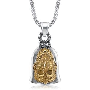 Collar con Colgante de Calavera de Acero Inoxidable, Diseño Geométrico en Dos Tonos, Joyería de Moda Unisex - Product Image 5