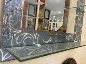 Hiện đại treo tường hai lớp kính bạc gương với ánh sáng dẫn và kệ hình chữ nhật trang điểm gương phòng tắm - Product Image 5