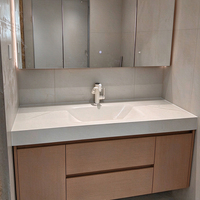 Meuble de salle de bain mural en PVC économique avec miroir intelligent anti-buée et armoire intégrée – Mobilier de salle de bain en gros