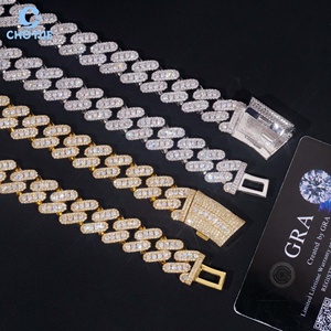 Iced Out VVS Moissanite <b>Statement</b> <b>Necklace</b> GRA Certified 18K Gold Plated Link Chain Round Brilliant Cut Luxury Party Jewelry - Product Image 3
