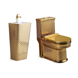 Yida Royal Gold ชุดสุขภัณฑ์เซรามิค inodoros ห้องน้ำและอ่างล้างหน้า WC สีทองหรูหรา - Product Image 4