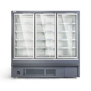 Tùy Chỉnh Siêu Thị 3 Cửa Tủ Lạnh Thương Mại Air Curtain Cabinet Display Chiller Showcase