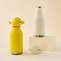 Tapa de Silicona de Grado Alimenticio con Forma de Cabeza de Animal, Tapa 3D de Dibujos Animados para Botellas de Agua de Acero Inoxidable, Resistente al Calor y Duradera