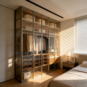 Système de <span class=keywords><strong>dressing</strong></span> modulaire moderne en bois MDF avec portes, armoire intégrée, meubles bas pour la maison, fabricant chinois - Product Image 2