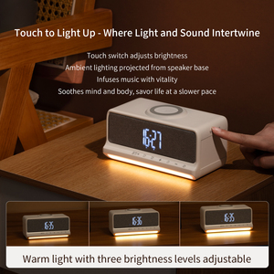 ลำโพง 4 in 1 พร้อมที่ชาร์จไร้สาย 15W ไฟกลางคืน นาฬิกาปลุก, แบตเตอรี่ 2000mAh BT 5.4 ชิป Jerry ลำโพงควบคุมด้วยระบบสัมผัส - Product Image 5