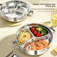 Boîte à lunch pour enfants en acier inoxydable 304, compartimentée, boîte à bento pour le dîner, récipient de stockage alimentaire, boîte à petit-déjeuner pour bébé avec poignée