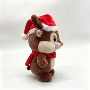 Reno Rudolph de peluche personalizado, adorable reno marrón con gorro de Papá Noel, reno festivo, juguete de peluche de reno navideño - Product Image 4