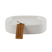 Ensemble d'accessoires de salle de bain 4 pièces en céramique, moderne et minimaliste, écologique et durable, comprenant un distributeur de savon, un porte-brosse à dents et un gobelet pour la maison