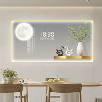 Peinture décorative minimaliste avec plantes vertes pour restaurant, horloge numérique électronique à LED à brancher, nouvelle peinture lumineuse