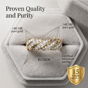 Anillo Trenzado de Diamantes en Oro Sólido de 14K y 18K de Lujo a Precio de Fábrica para Minoristas, Personalizable - Product Image 3