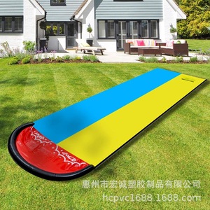 Toboggan aquatique gonflable double 480x150cm en PVC, jouet d'extérieur pour enfants, pour s'amuser sur l'herbe - Product Image 2