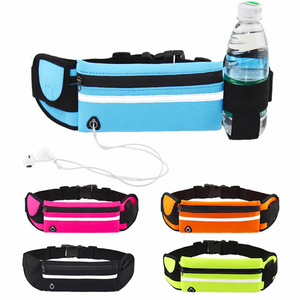 Riñonera Deportiva para Correr y Hacer Ejercicio al Aire Libre, Unisex, de Poliéster Impermeable, con Cierre de Cremallera para Teléfono, con Espacio para Botella de Agua en Forma de Barril - Product Image 1