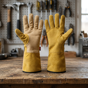 Gants de soudage en cuir jaune, résistants à la chaleur, équipement de protection pour le travail - Product Image 4