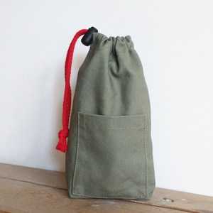 Sac en toile de lin et coton vert avec logo personnalisé imprimé / Sac à cordon en toile - Product Image 4