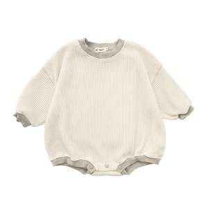 Nouvelle Combinaison Bébé Gaufre à Boutons Manches Longues Unie Décontractée Automne – Vente Flash - Product Image 2