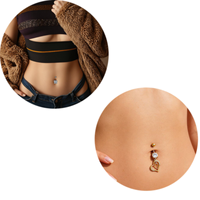 Vente en gros de piercings de nombril en acier chirurgical doré avec zircon, plusieurs modèles, bijoux de corps