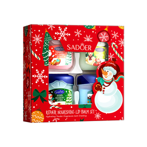 Coffret de baumes à lèvres de Noël hydratants et réparateurs, soin anti-gerçures, coffret cadeau - Product Image 1